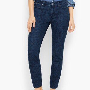 Talbots Slim Ankle Jeans Alluring Animal Leopard Print Size 8 with Stretch Denim